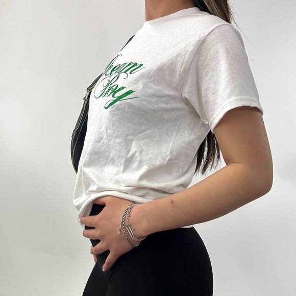 BRAND NEW CUSTOM PRINT 90s STYLE DREAM BOY CURSIVE GRAPHIC TEE SHIRT GREEN FONT - Picture 4 of 4